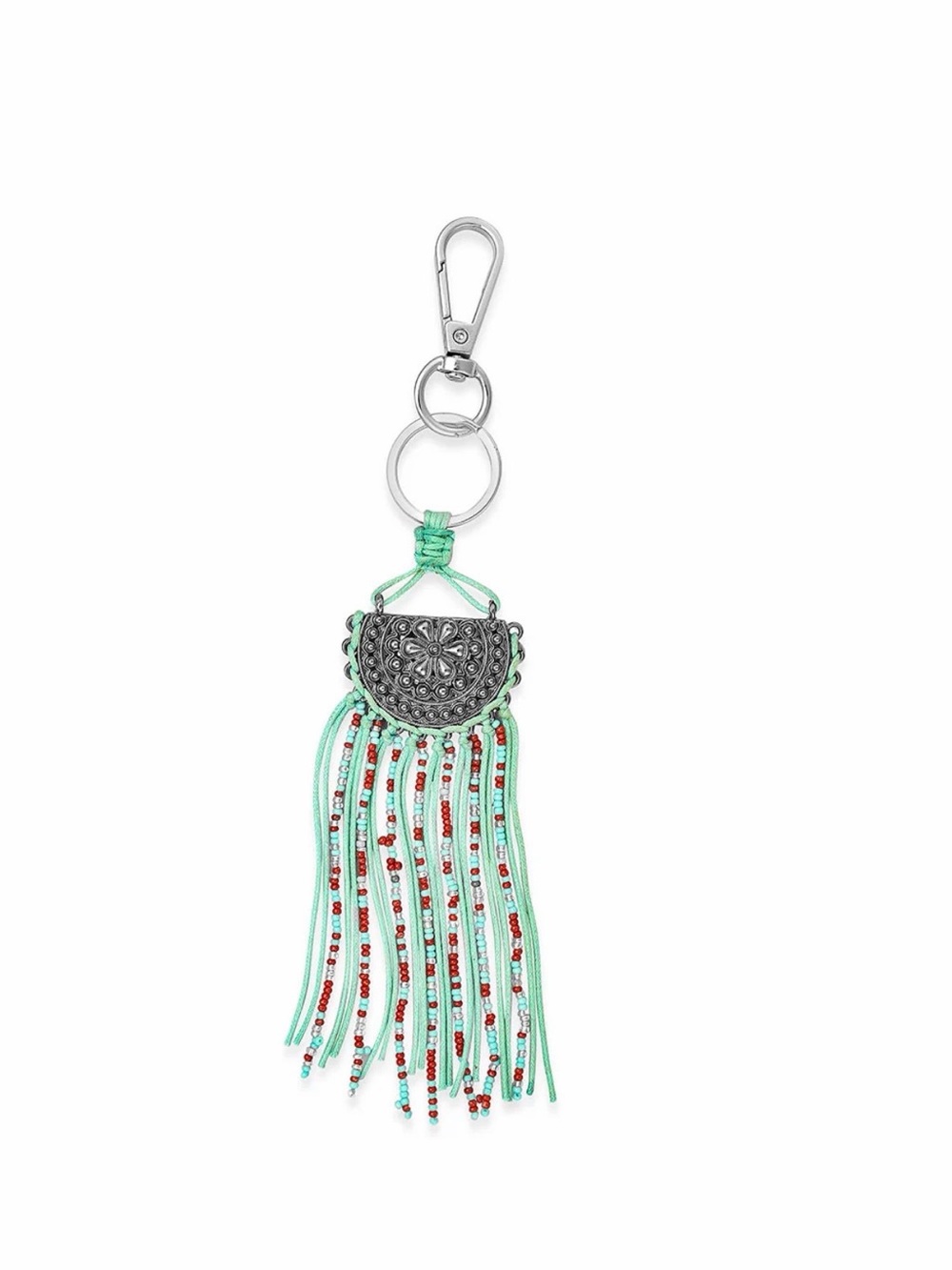 Western Bag Charm Boho Mint Beaded Tassel Keychain
